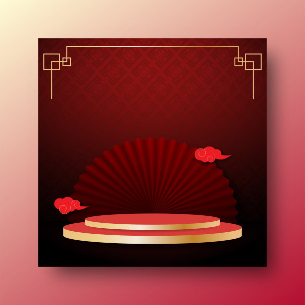 讲台舞台与中国复古风格的模板设计图片下载