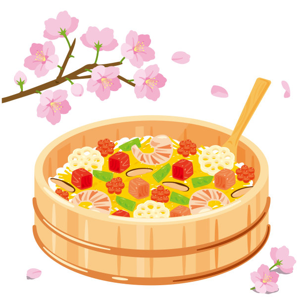 Chirashi寿司和樱花图片下载