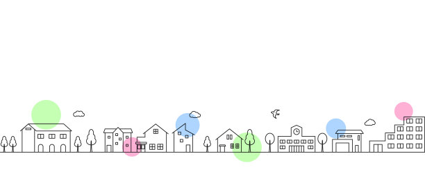 简单的线条绘制插图，一个可爱的城市景观。图片下载