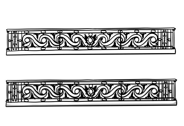 青铜栏杆素描图片下载