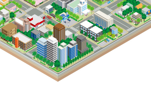 城市景观的三维视图。城市景观。图片下载