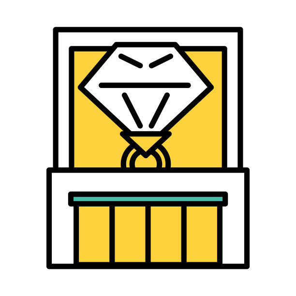 简单的线条绘制珠宝店插图图片下载