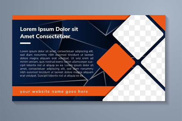 抽象多边形背景的横幅设计模板在水平布局图片下载