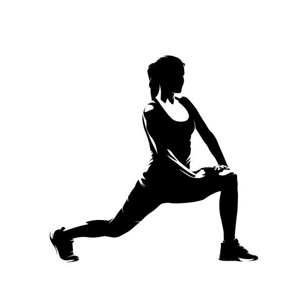 女人跑步前做伸展运动。孤立的矢量轮廓，侧面视图图片下载