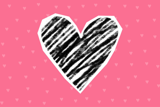 铅笔绘制的心脏在半色调风格图片下载