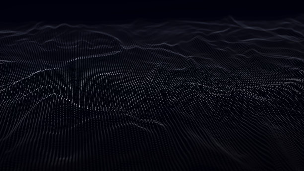 未来的黑白粒子波。抽象的技术背景。大数据可视化。3 d渲染。图片下载