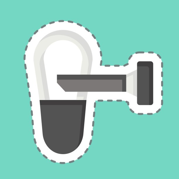 贴纸线剪指甲。与Shoemaker符号有关。简单的设计可编辑。简单的说明图片下载