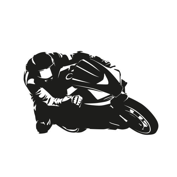 摩托车竞速logo矢量剪影：公路摩托车骑手图片下载