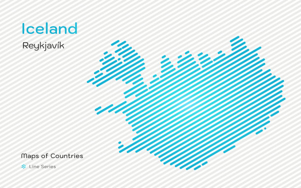 冰岛地图在一个线模式。图片下载