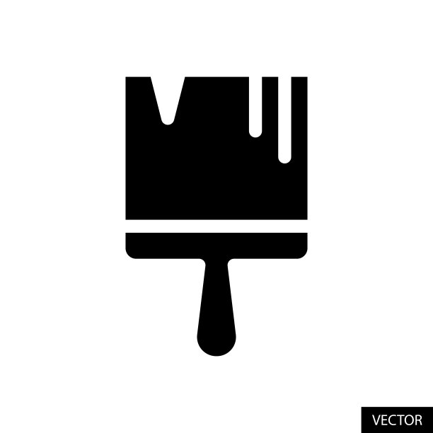 油漆刷，照片编辑工具矢量图标在字形风格的设计孤立的白色背景。图片下载