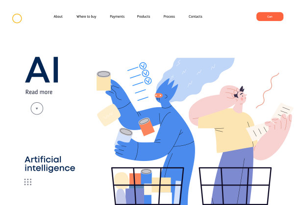 人工智能平面矢量插图-购物图片下载