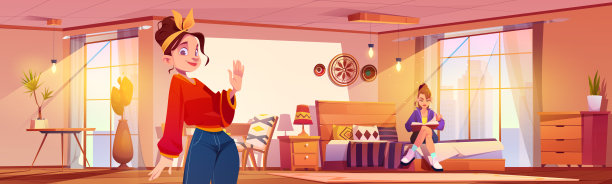 十几岁的女孩和母亲在卧室读矢量书图片下载