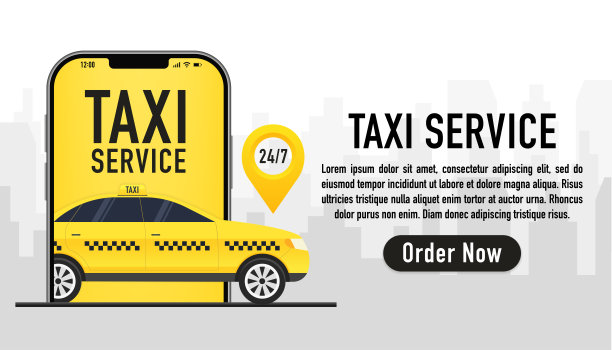 出租车服务矢量出租车应用程序设计传单。出租车移动UI UX网站。出租车移动应用程序或从智能手机在线订购出租车的概念。出租车在线服务横幅。矢量图图片下载