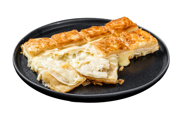 土耳其苏波雷吉派，Tabla波雷吉或波雷吉盘。孤立在白色背景上。前视图。图片下载