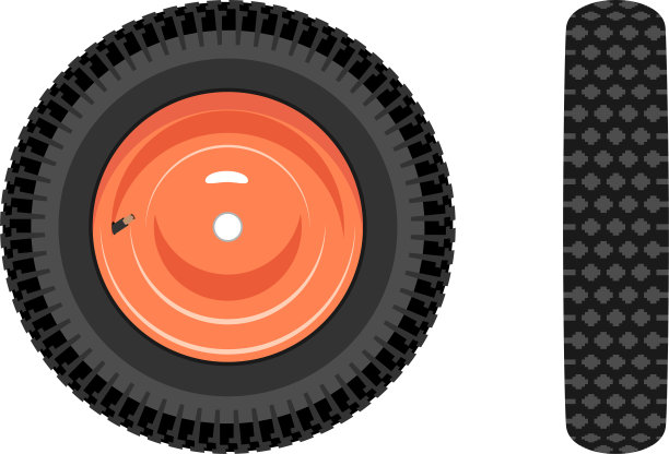 独轮车轮盘与轮胎和气门不同的观点隔离矢量插图图片下载