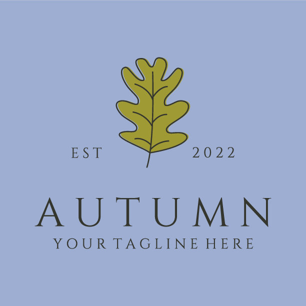 现代秋叶线条艺术标志矢量符号插画设计图片下载
