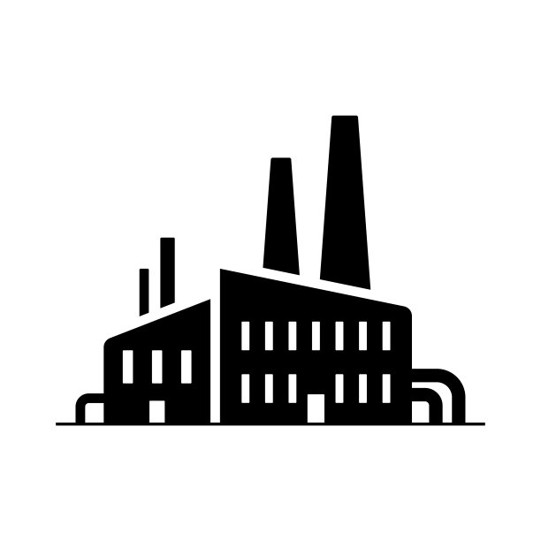 工厂图标。黑色的轮廓。前视图。矢量简单的平面图形说明。白色背景上的孤立物体。隔离。图片下载