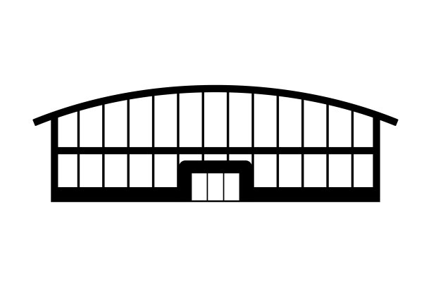 建筑图标。黑色的轮廓。前视图。矢量简单的平面图形说明。白色背景上的孤立物体。隔离。图片下载