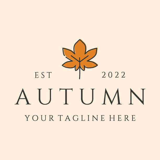 秋叶图标线条艺术标志矢量符号插图设计图片下载