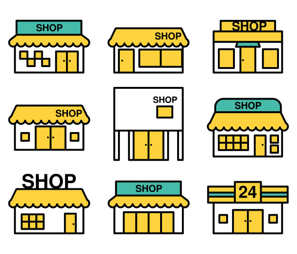 简单的图标集A的各种商店建筑图片下载
