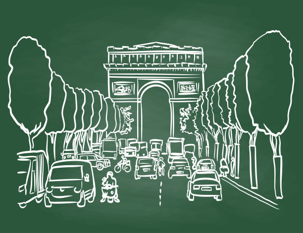 巴黎历史与现代黑板图片下载