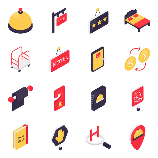 一套旅行配件等距图标图片下载