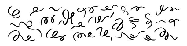 潦草的箭头涂鸦，用刷子、铅笔和马克笔手绘。画一些向下的线和圆。平面矢量插图隔离在白色背景。图片下载