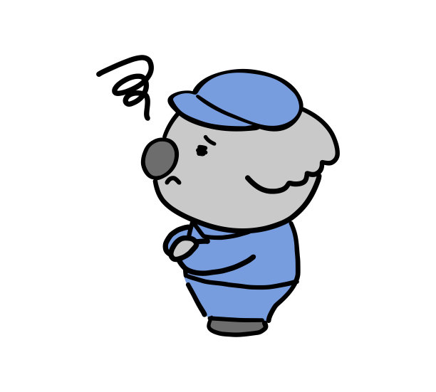 一只考拉穿着工作服，脸上带着困惑的表情(面向左边)图片下载