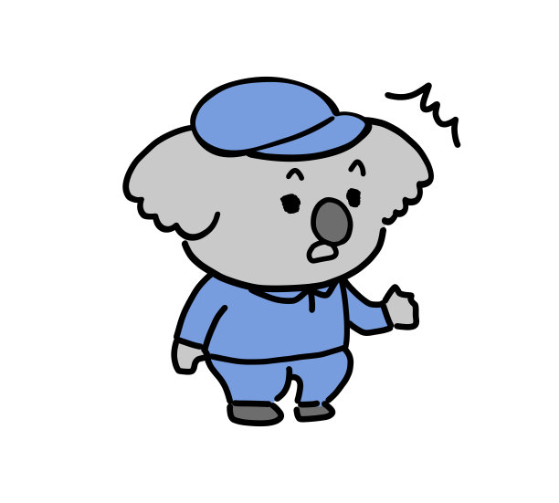 一只穿着工作服的惊讶的考拉(面右)图片下载