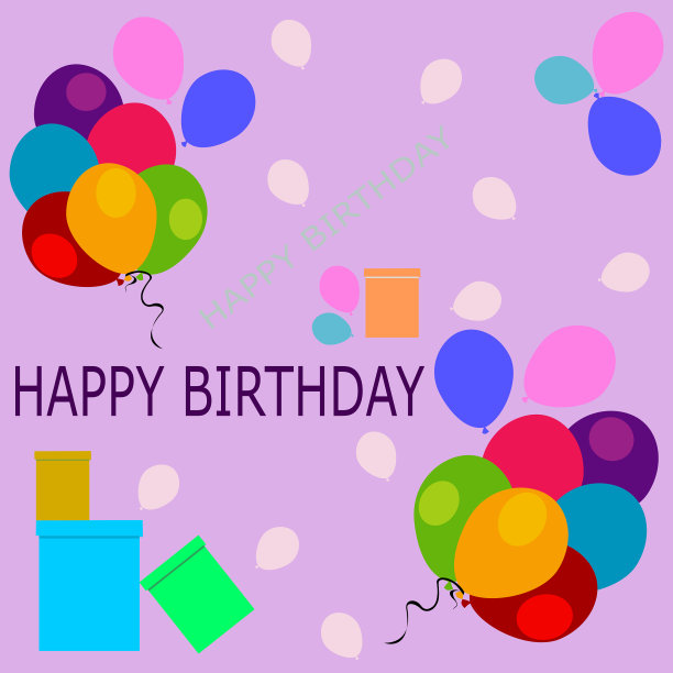 生日贺卡上有可爱的气球图片图片下载