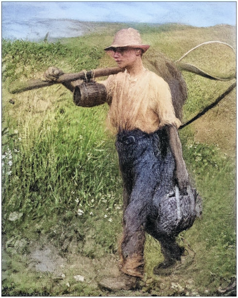古董画照片:农夫图片下载