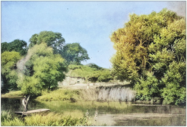 古董绘画照片:风景图片下载