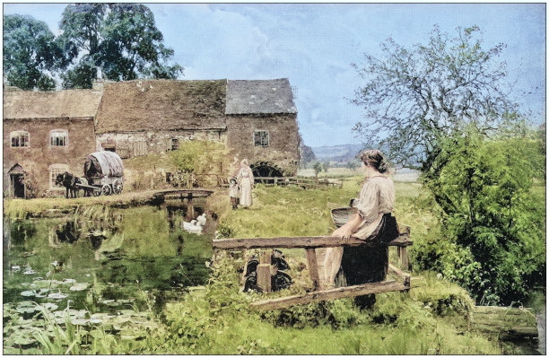 古董绘画照片:风景图片下载