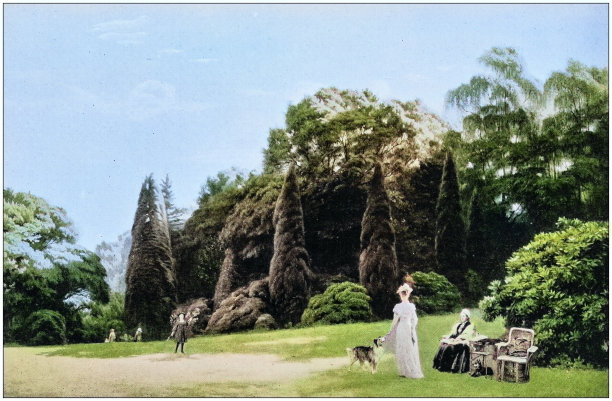 古董绘画照片:风景图片下载