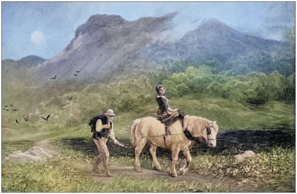 古董绘画照片:风景图片下载