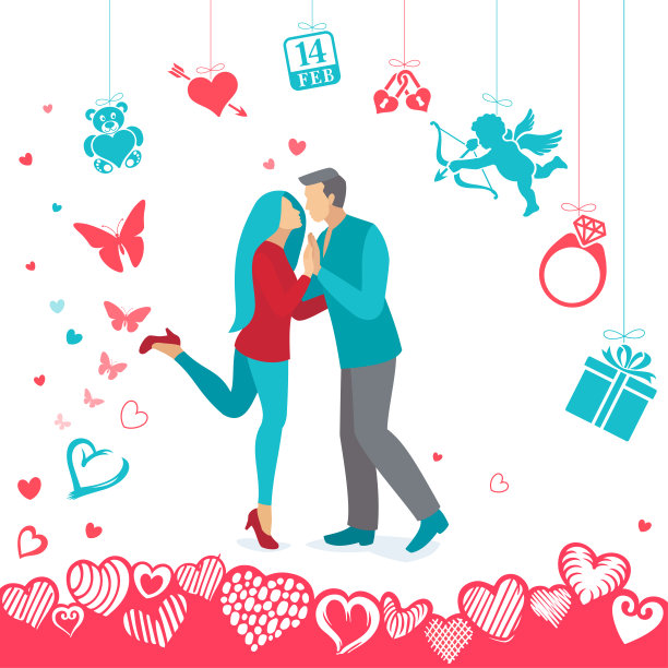 一对情人在庆祝情人节。图片下载