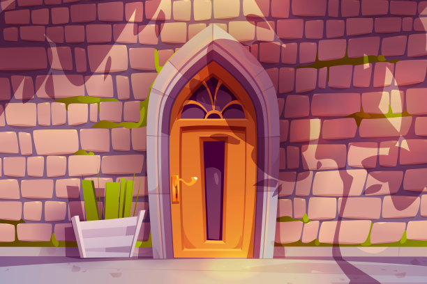 老石砌墙，木门图片下载