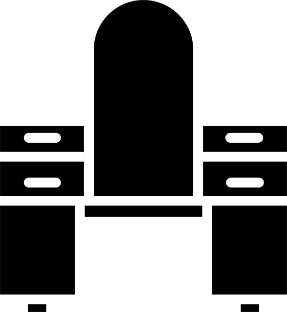 梳妆台实体和字形矢量插图图片下载