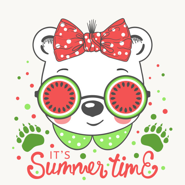 熊女孩的脸戴着西瓜太阳镜图片下载