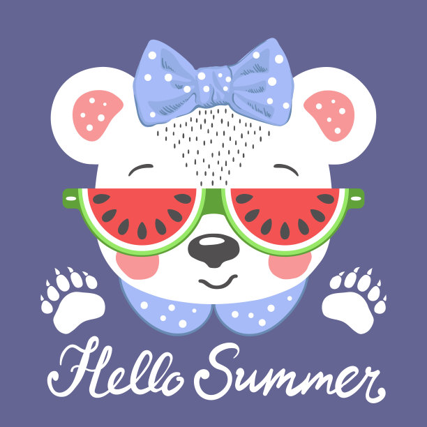 熊女孩的脸戴着西瓜太阳镜图片下载