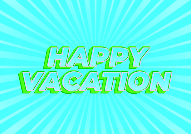 快乐的假期。文字效果在吸引眼球的颜色与3D风格图片下载