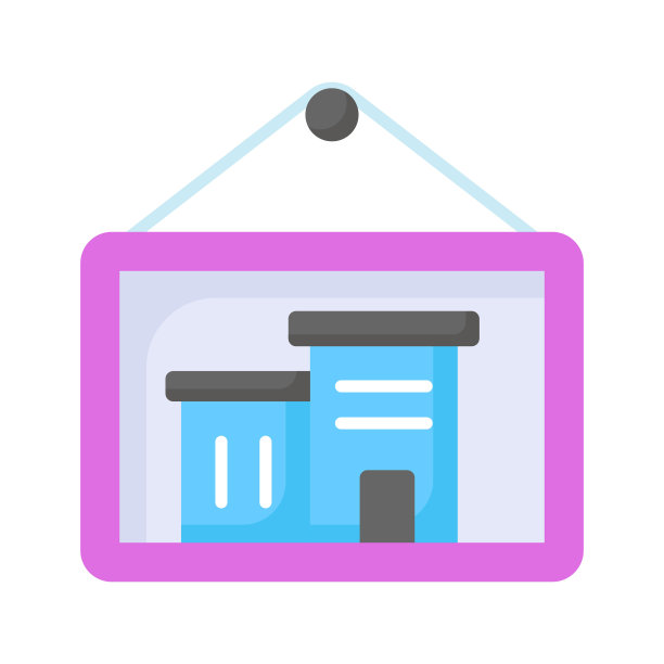 建筑内形象悬挂展示着建筑形象、建筑照片的概念图标。图片下载