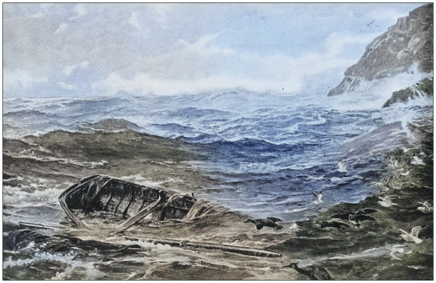 古董绘画照片:沉船图片下载