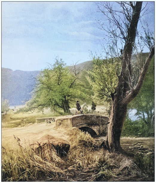 古董绘画照片:风景图片下载