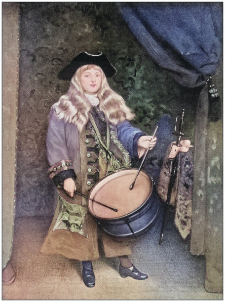 古董画照片:鼓女郎图片下载