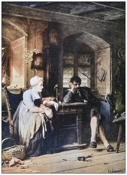 古董画的照片:无聊的夫妇图片下载