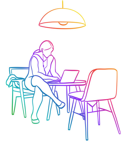 咖啡店空间和打工学生彩虹图片下载