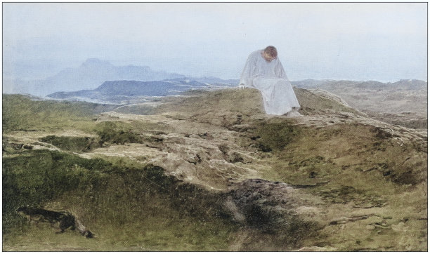 古董画照片:独自一人图片下载