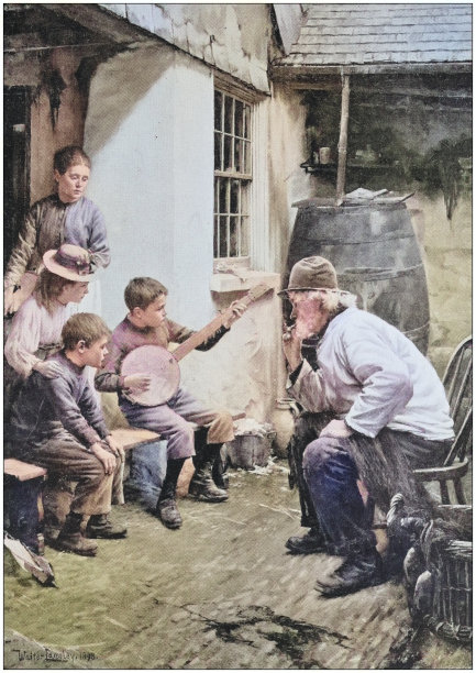 古董绘画照片:家庭图片下载