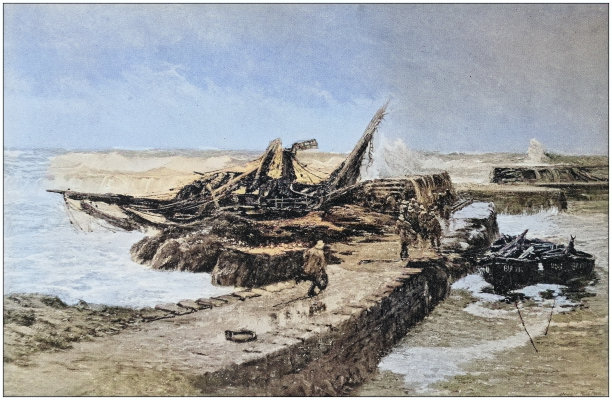 古董照片画:冬天的风暴图片下载